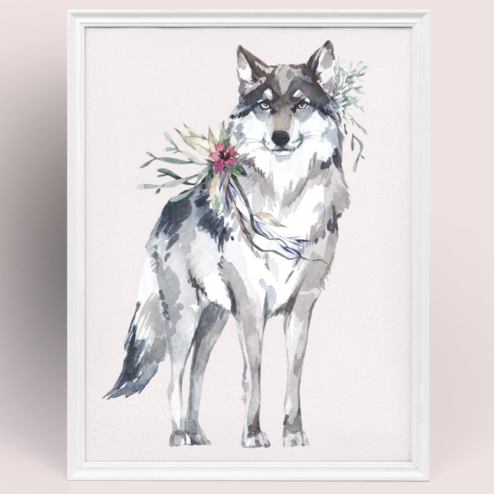 Wall Art Watercolor Wolf Portrait Illustration Print Poster Unframed - Picture 5 of 16